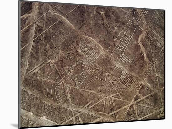 The Bird Geoglyph, aerial view, Nazca, UNESCO World Heritage Site, Ica Region, Peru, South America-Karol Kozlowski-Mounted Photographic Print