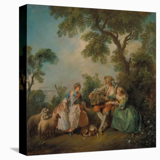 The Birdcage (Les Amours Du Bocage), about 1735-Nicolas Lancret-Stretched Canvas