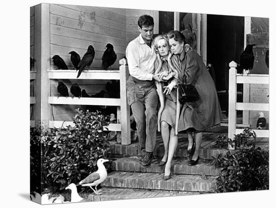 The Birds, Rod Taylor, Tippi Hedren, Jessica Tandy, 1963-null-Stretched Canvas
