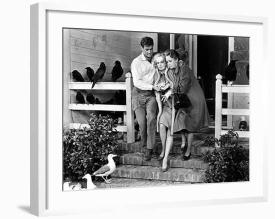 The Birds, Rod Taylor, Tippi Hedren, Jessica Tandy, 1963-null-Framed Premium Photographic Print