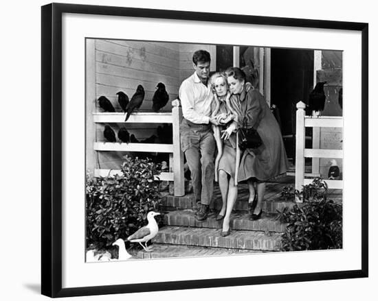 The Birds, Rod Taylor, Tippi Hedren, Jessica Tandy, 1963-null-Framed Premium Photographic Print