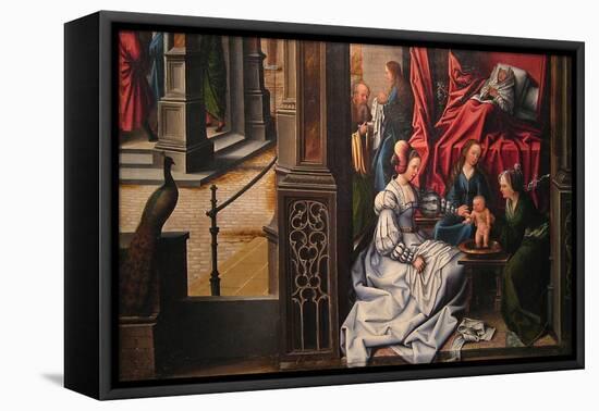The Birth and Naming of Saint John the Baptist; Trompe-L'Oeil with Painting of the Man of Sorrows-Bernard van Orley-Framed Stretched Canvas
