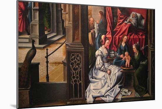 The Birth and Naming of Saint John the Baptist; Trompe-L'Oeil with Painting of the Man of Sorrows-Bernard van Orley-Mounted Art Print