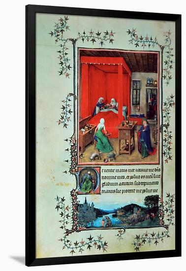 The Birth of John the Baptist and the Baptism of Christ, from the "Hours of Milan," 1422-Jan van Eyck-Framed Giclee Print