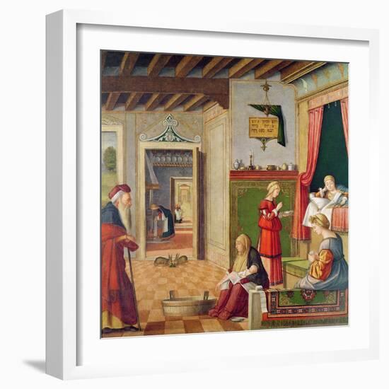 The Birth of the Virgin, 1504-08-Vittore Carpaccio-Framed Giclee Print