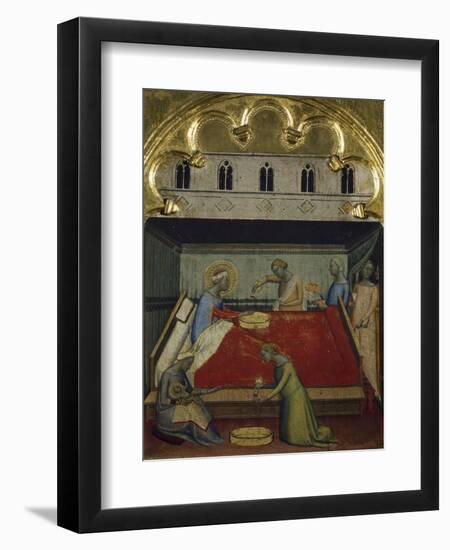 The Birth of the Virgin, Detail from the Predella of the Polyptych of San Pancrazio-Bernardo Daddi-Framed Giclee Print