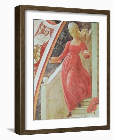 The Birth of the Virgin, Detail of a Maid Servant Descending a Staircase-Paolo Uccello-Framed Giclee Print