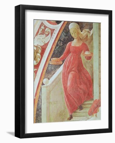 The Birth of the Virgin, Detail of a Maid Servant Descending a Staircase-Paolo Uccello-Framed Giclee Print