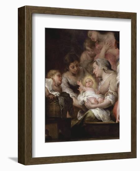 The Birth of the Virgin, Painted for the Chapel of Saint Paul at Seville Cathedral, 1661, Detail-Bartolome Esteban Murillo-Framed Giclee Print