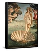 The Birth of Venus, 1478. Detail of the Birth of Venus in scallop shell.-Sandro Botticelli-Framed Stretched Canvas