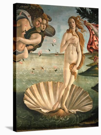 The Birth of Venus, 1478. Detail of the Birth of Venus in scallop shell.-Sandro Botticelli-Stretched Canvas