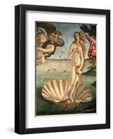 The Birth of Venus, 1478. Detail of the Birth of Venus in scallop shell.-Sandro Botticelli-Framed Giclee Print