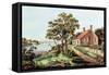 The Birthplace of Washington at Bridges Creek-Currier & Ives-Framed Stretched Canvas