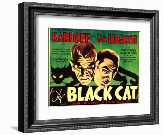 The Black Cat, Boris Karloff, Bela Lugosi, 1934-null-Framed Art Print