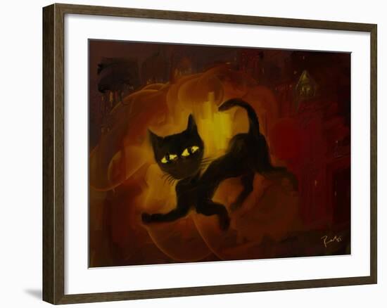 the black cat-Rabi Khan-Framed Art Print