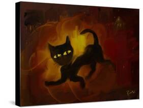 the black cat-Rabi Khan-Stretched Canvas
