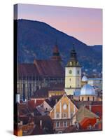 The Black Church and Town Hall Clock Tower Illuminated at Dawn, Piata Sfatului, Brasov, Transylvani-Doug Pearson-Stretched Canvas