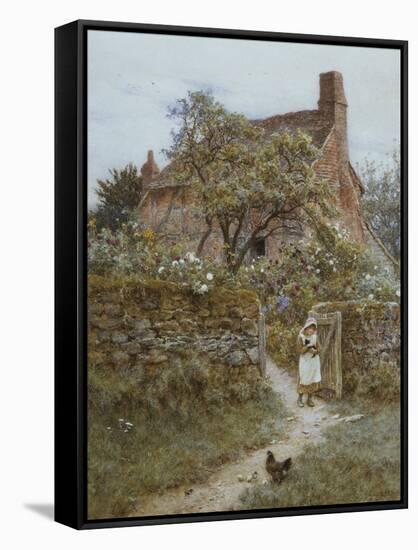 The Black Kitten-Helen Allingham-Framed Stretched Canvas