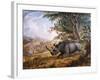 The Black Rhinoceros Charging-Thomas Baines-Framed Photographic Print