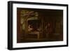 The Blacksmith Shop (Oil on Pressed Wood Fiber Board)-Eastman Johnson-Framed Giclee Print