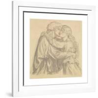 The Blessed Damozel - Study of Two Lovers Embracing-Dante Gabriel Rossetti-Framed Premium Giclee Print