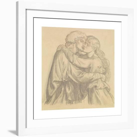 The Blessed Damozel - Study of Two Lovers Embracing-Dante Gabriel Rossetti-Framed Premium Giclee Print