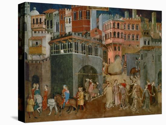 The Blessings of Good Government (Detail), Mural-Ambrogio Lorenzetti-Stretched Canvas