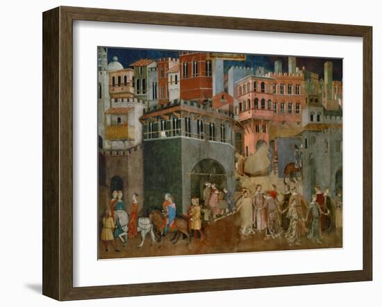 The Blessings of Good Government (Detail), Mural-Ambrogio Lorenzetti-Framed Giclee Print