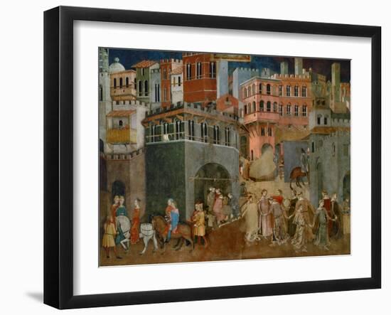 The Blessings of Good Government (Detail), Mural-Ambrogio Lorenzetti-Framed Giclee Print