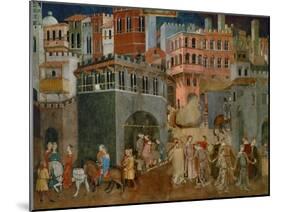 The Blessings of Good Government (Detail), Mural-Ambrogio Lorenzetti-Mounted Giclee Print