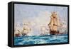 The Blockade of Toulon, the Action Off Bandol in 1810, 1918-Charles Edward Dixon-Framed Stretched Canvas