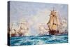 The Blockade of Toulon, the Action Off Bandol in 1810, 1918-Charles Edward Dixon-Stretched Canvas