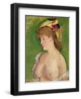 The Blonde with Bare Breasts, 1878-Edouard Manet-Framed Premium Giclee Print