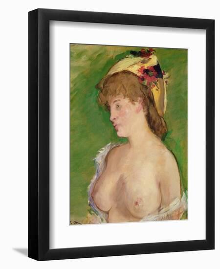 The Blonde with Bare Breasts, 1878-Edouard Manet-Framed Premium Giclee Print