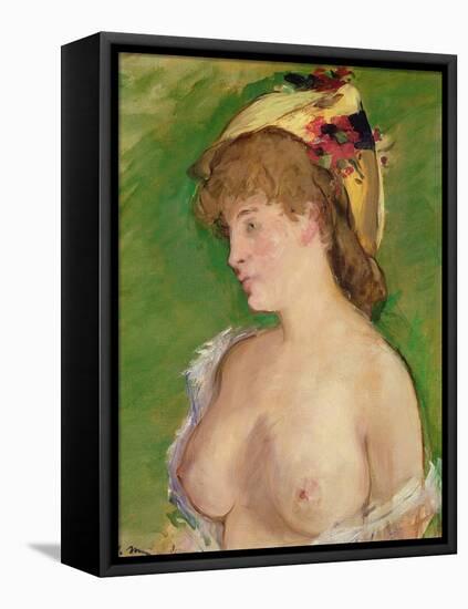 The Blonde with Bare Breasts, 1878-Edouard Manet-Framed Stretched Canvas