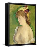 The Blonde with Bare Breasts-Edouard Manet-Framed Stretched Canvas