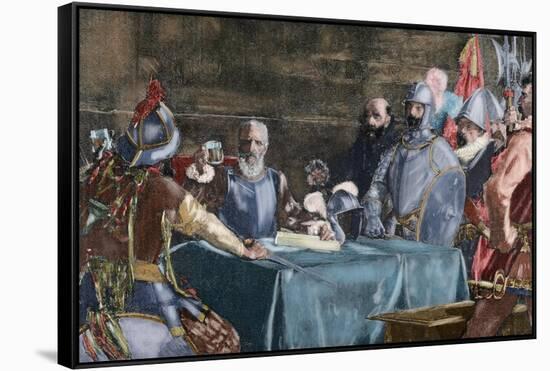 The Blood Compact's Ceremony Between Miguel Lopez De Legazpi (1503-1572) and Sikatuna-null-Framed Stretched Canvas