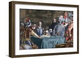 The Blood Compact's Ceremony Between Miguel Lopez De Legazpi (1503-1572) and Sikatuna-null-Framed Giclee Print