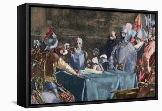 The Blood Compact's Ceremony Between Miguel Lopez De Legazpi (1503-1572) and Sikatuna-null-Framed Stretched Canvas