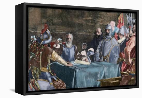 The Blood Compact's Ceremony Between Miguel Lopez De Legazpi (1503-1572) and Sikatuna-null-Framed Stretched Canvas