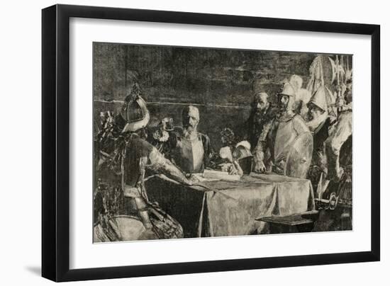 The Blood Compact's Ceremony Between Miguel Lopez De Legazpi (1503-1572) and Sikatuna-null-Framed Giclee Print