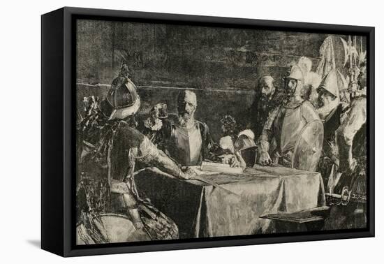 The Blood Compact's Ceremony Between Miguel Lopez De Legazpi (1503-1572) and Sikatuna-null-Framed Stretched Canvas