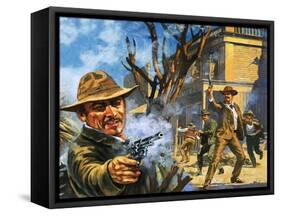 The Bloody Gunfight in the Town of Ingalls in 1893-Harry Green-Framed Stretched Canvas