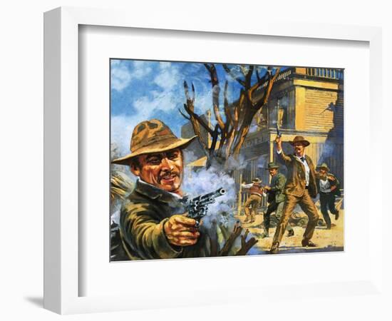 The Bloody Gunfight in the Town of Ingalls in 1893-Harry Green-Framed Giclee Print