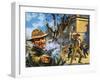 The Bloody Gunfight in the Town of Ingalls in 1893-Harry Green-Framed Giclee Print