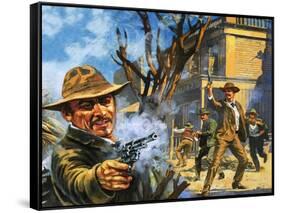 The Bloody Gunfight in the Town of Ingalls in 1893-Harry Green-Framed Stretched Canvas