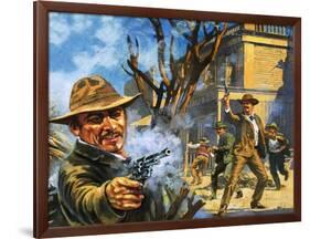 The Bloody Gunfight in the Town of Ingalls in 1893-Harry Green-Framed Giclee Print