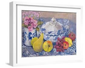 The Blue and White Tureen with Fruit-Joan Thewsey-Framed Giclee Print