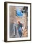 The Blue Awning by the Damascus Gate, Jerusalem, 2019 (W/C on Paper)-Lucy Willis-Framed Giclee Print