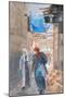 The Blue Awning by the Damascus Gate, Jerusalem, 2019 (W/C on Paper)-Lucy Willis-Mounted Giclee Print